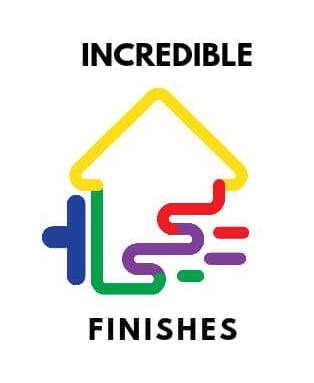 Incredible Finishes Logo which looks like a house and consists of many different colors and also has the text Incredible Finishes